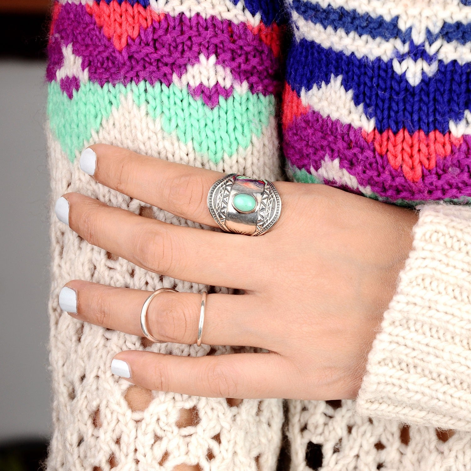 Colorful Ring Splints Women's Splint Ring Sterling Silver – Boho Magic Jewelry