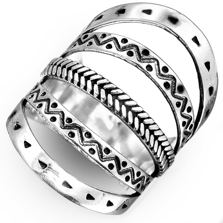 Boho Vollfingerring Sterling Silber