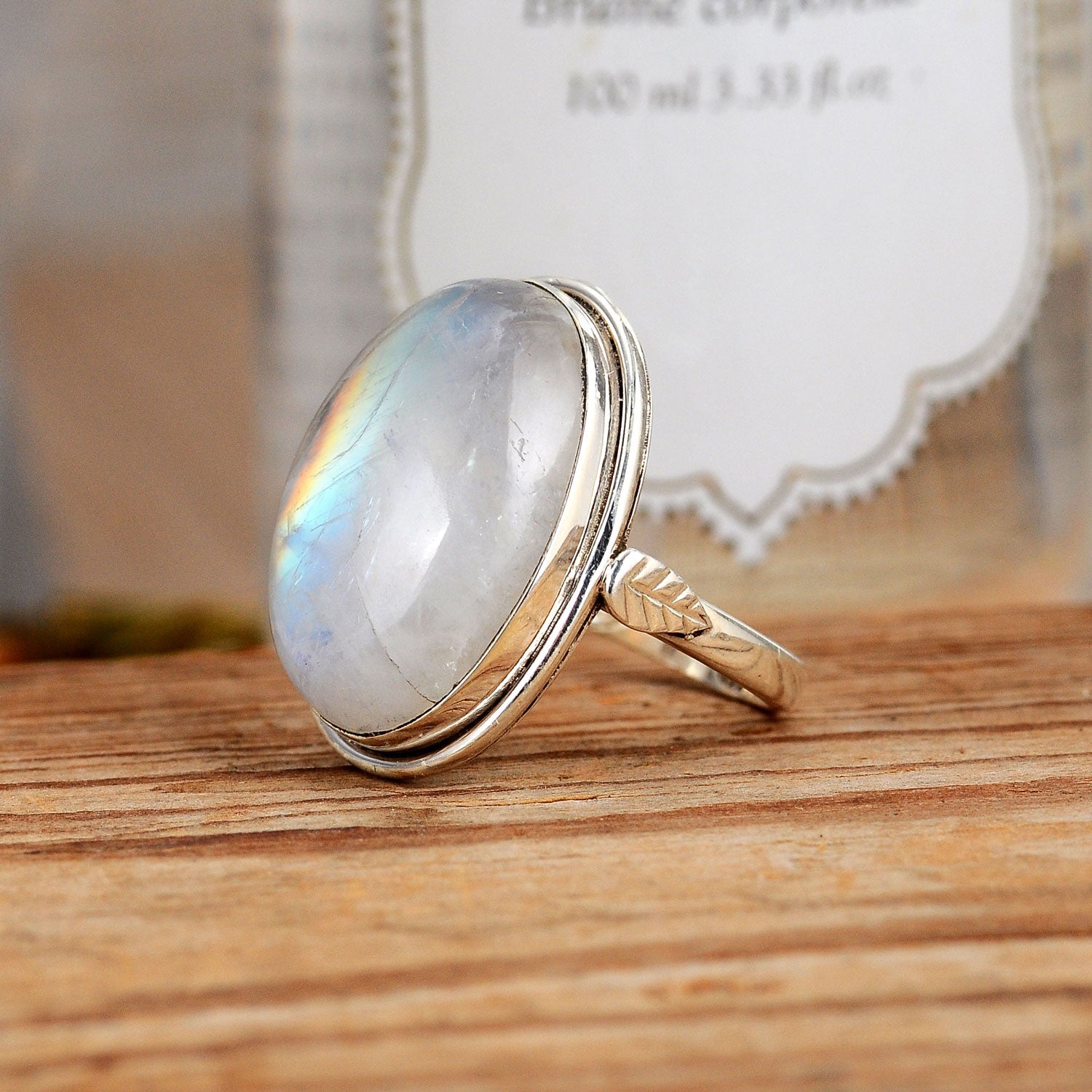 Sterling Silver Rainbow Moonstone Ring – Boho Magic Jewelry