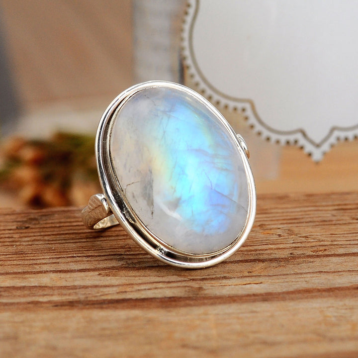 Sterling Silver Rainbow Moonstone Ring