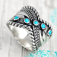 Bohemian Turquoise Ring Sterling Silver - Boho Magic
