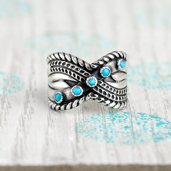 Bohemian Turquoise Ring Sterling Silver