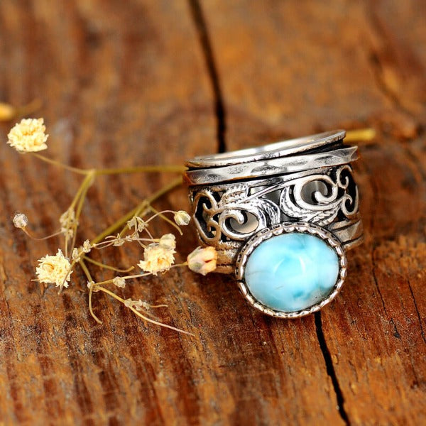 Sterling Silver Meditation Larimar Ring