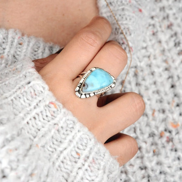 Large Larimar Sterling Silver Ring