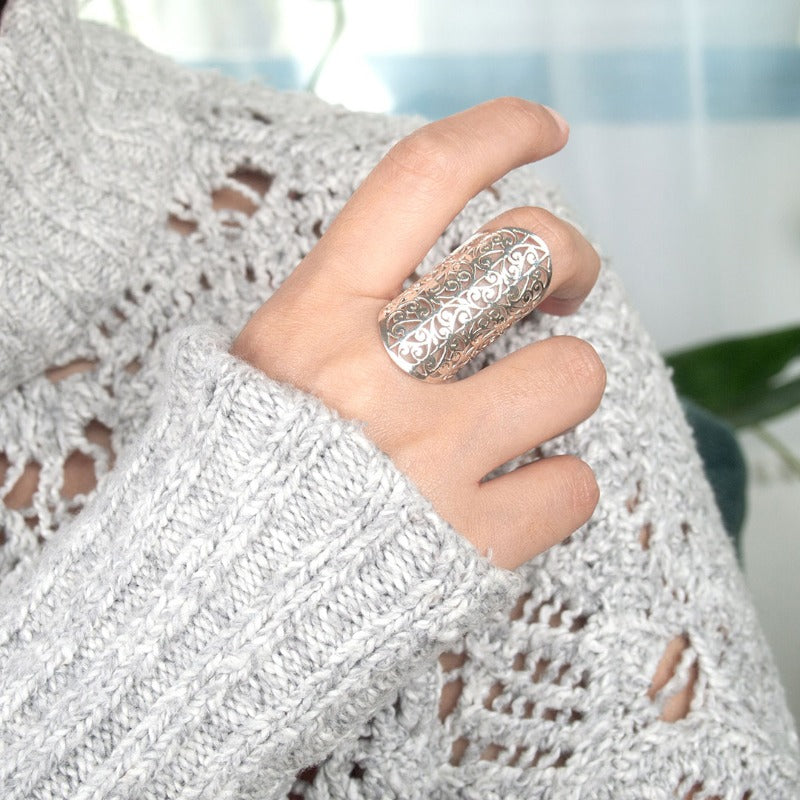 Full Finger Statement Sterling Silver Ring