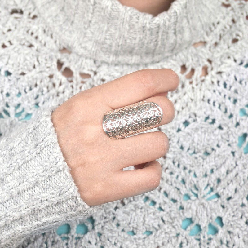 Full Finger Statement Sterling Silver Ring – Boho Magic Jewelry