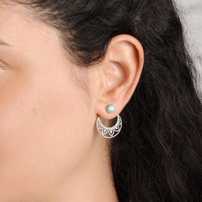 Boho Turquoise Ear Jacket Earrings Sterling Silver - Boho Magic