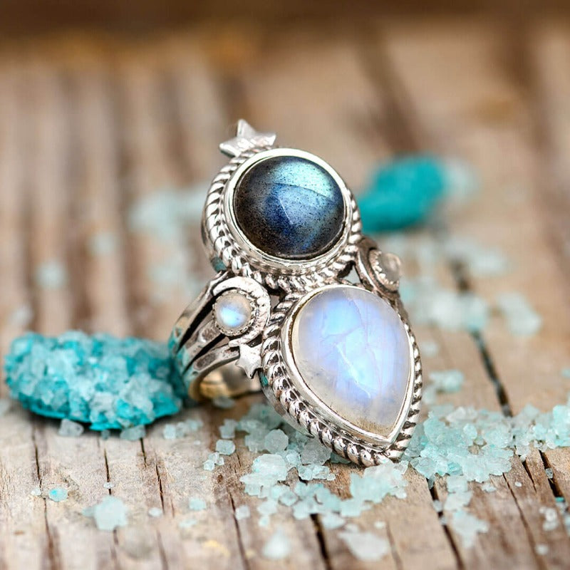 Silver Labradorite Rings