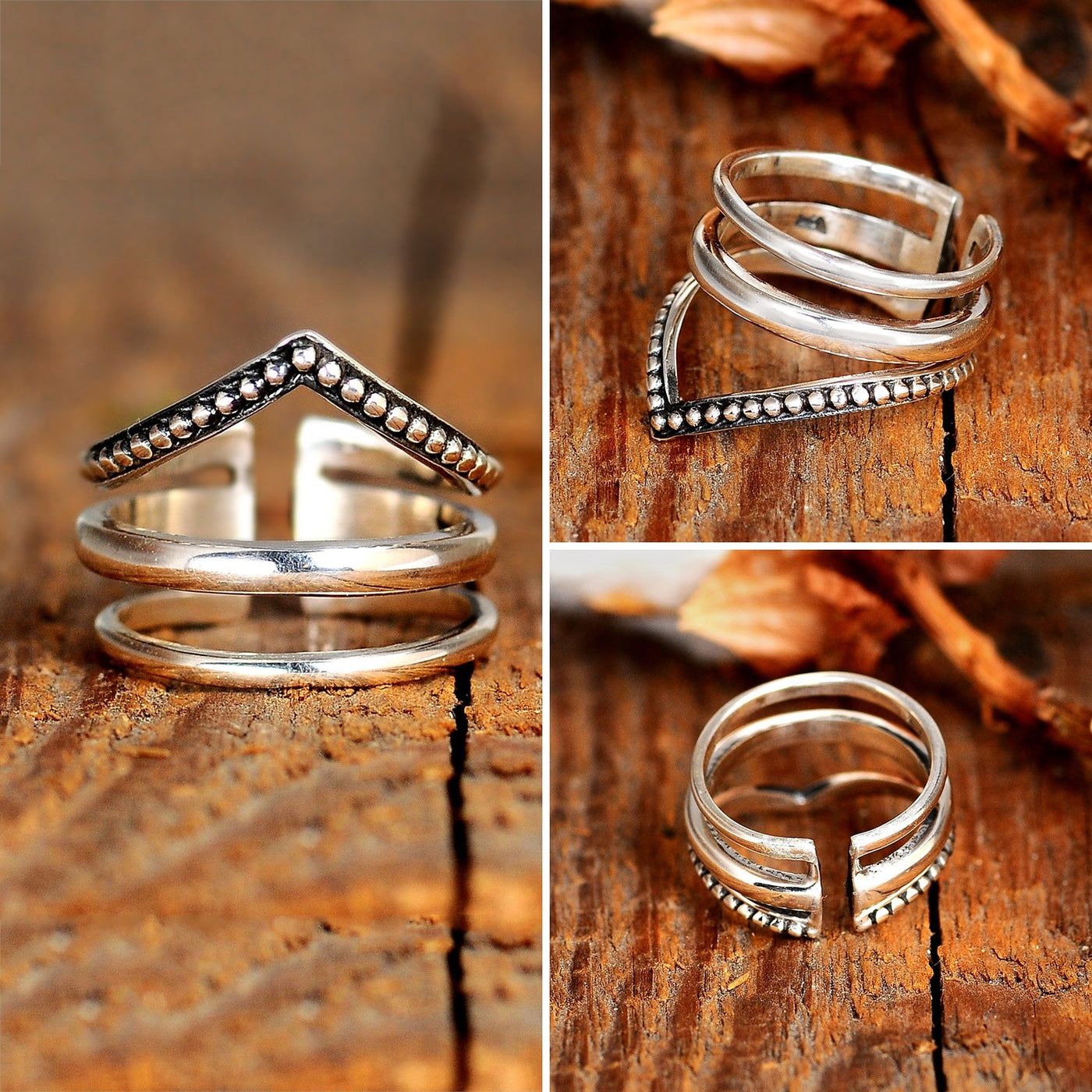 Chevron Sterling Silver Ring Great for Thumb