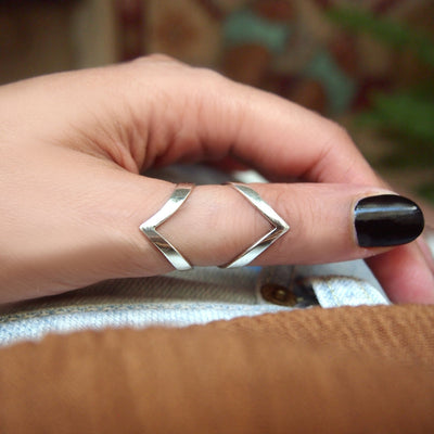 Chevron Splint Ring for Women Sterling Silver - Boho Magic