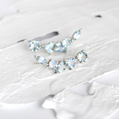 Natural Aquamarine Ear Climber Earrings – Boho Magic Jewelry