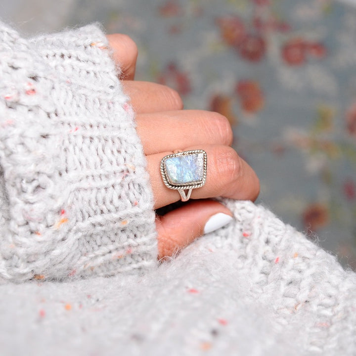 Sterling Silver Raw Moonstone Ring