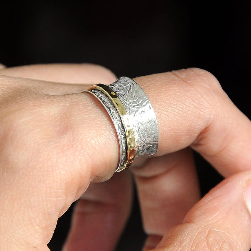 Two Tone Silver Spinner Ring
