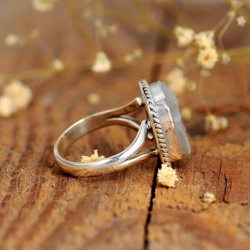 Sterling Silver Raw Moonstone Ring