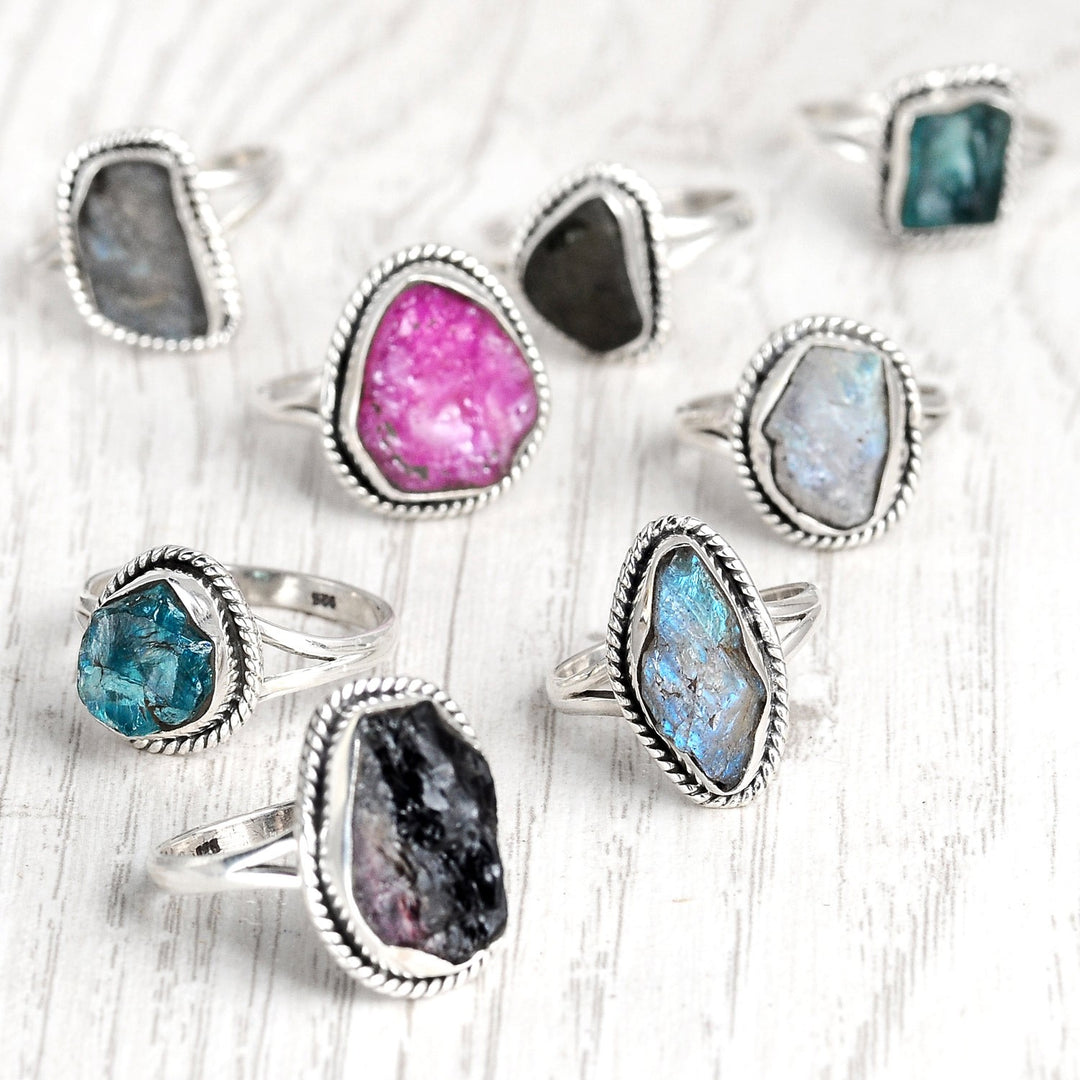 Natürlicher Roh-Amethyst-Steinring