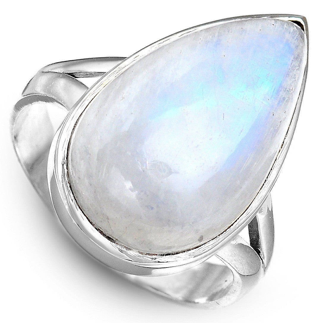 Sterling Silver Teardrop Large Moonstone Ring