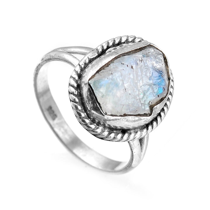 Sterling Silver Raw Moonstone Ring