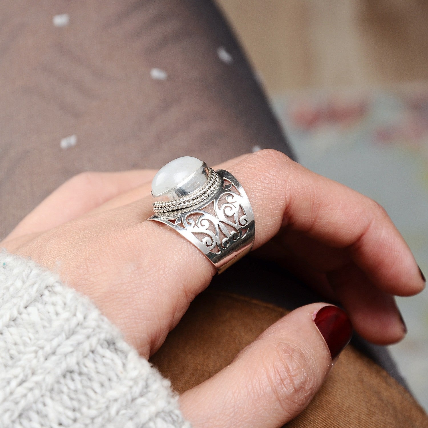 【Moon Magic】Everflow ホワイトサファイアリング Moon Magic - Opal & Moonstone Ring - Flow/Real 925 Sterling