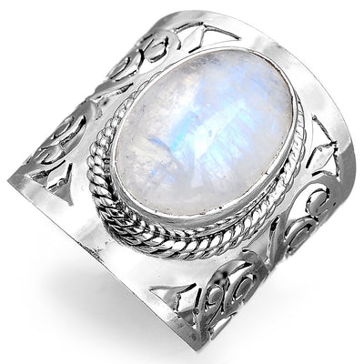 Large Moonstone Filigree Ring - Boho Magic