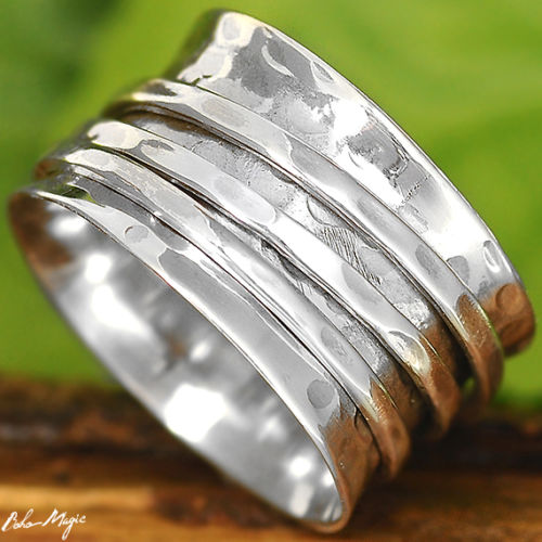 Wide Band Silver Spinner Ring – Boho Magic Jewelry