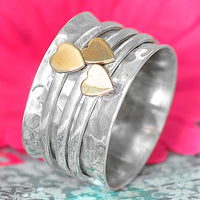 Hearts Silver Spinner Ring - Boho Magic
