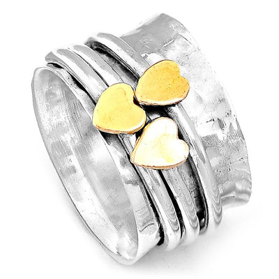 Hearts Silver Spinner Ring - Boho Magic