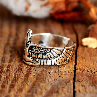 Egyptian Ring - Isis Goddess with Spread Wings Sterling Silver - Boho Magic