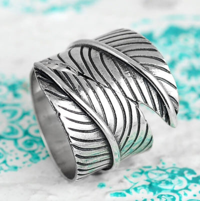 Feather Wrap Ring Sterling Silver - Boho Magic