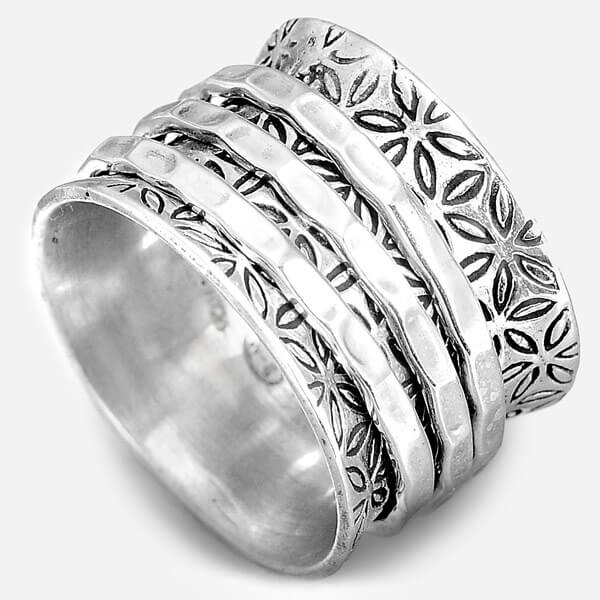 Sterling Silber Blume des Lebens Spinner Ring