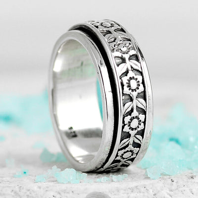 Floral Spinning Ring Sterling Silver - Boho Magic