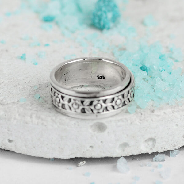 Floral Spinning Ring Sterling Silver