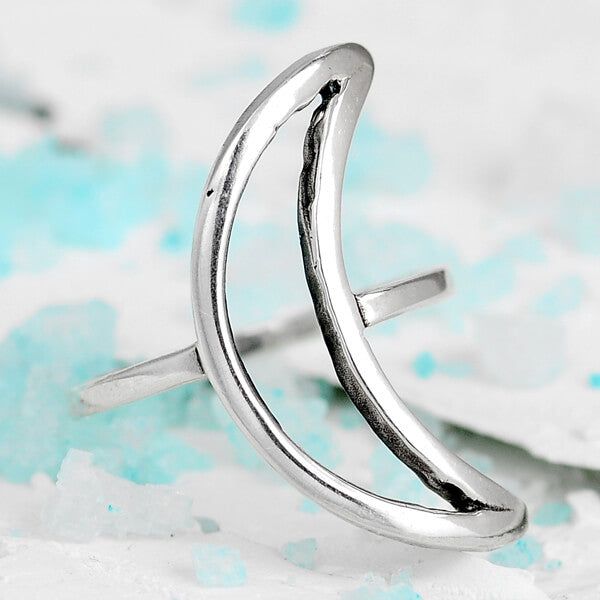 Full Finger Crescent Moon Ring Sterling Silver