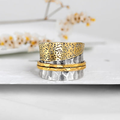 Gold and Silver Spinner Fidget Ring - Boho Magic