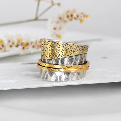 Gold and Silver Spinner Fidget Ring - Boho Magic