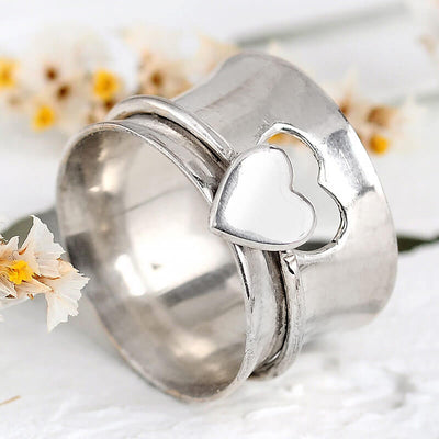 Spinner Heart Ring Sterling Silver – Boho Magic Jewelry