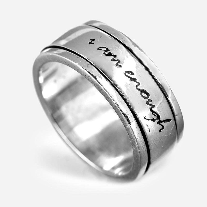 "Ich bin genug" Fidget Ring Sterling Silber