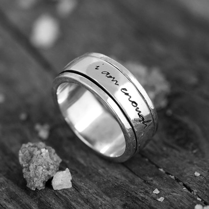 "Ich bin genug" Fidget Ring Sterling Silber