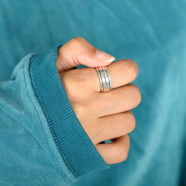 "Ich bin genug" Fidget Ring Sterling Silber