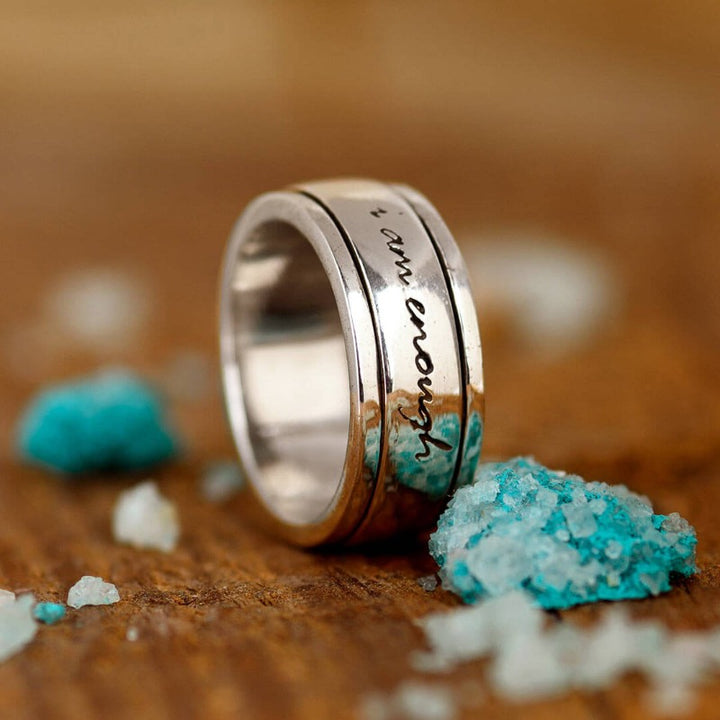 "Ich bin genug" Fidget Ring Sterling Silber