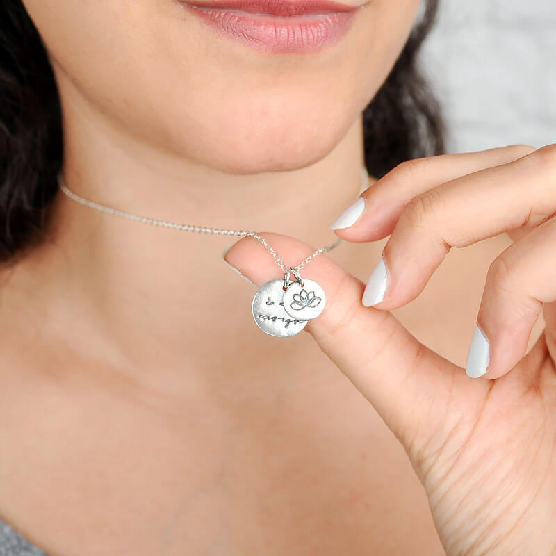 I Am Enough Lotus Flower Necklace Sterling Silver