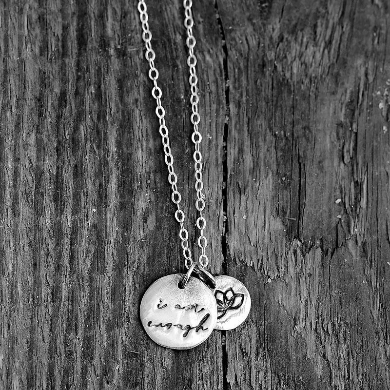 I am enough' Silver Stamp Pendant Necklace | NIKITA Jewellery