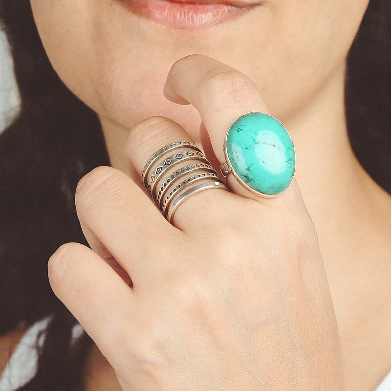 Large Turquoise Ring Sterling Silver