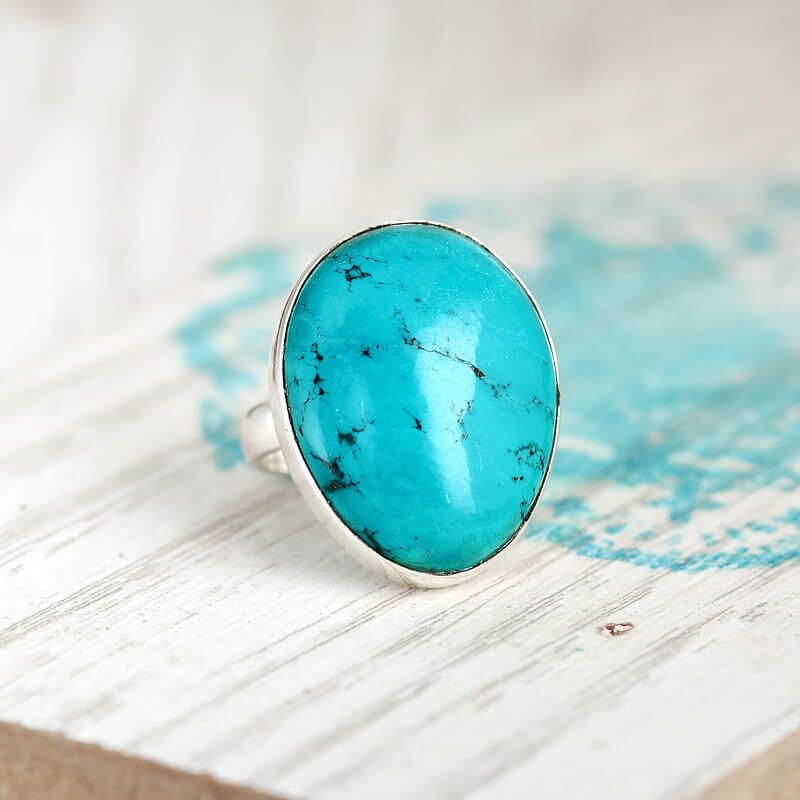 Large Turquoise Ring Sterling Silver