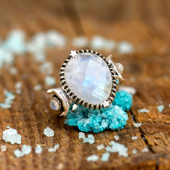 Moon Moonstone Ring Sterling Silver Ring