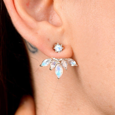 Ear Jacket Moonstone Earrings Sterling Silver - Boho Magic