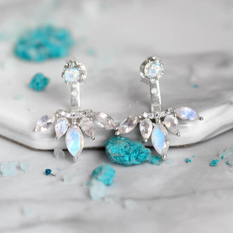 Mixed gemstones earrings, newest Aquamarine angelite and blue moonstone earrings, 925 sterling silver jewelry, Gift for mum, Birthday gift friend