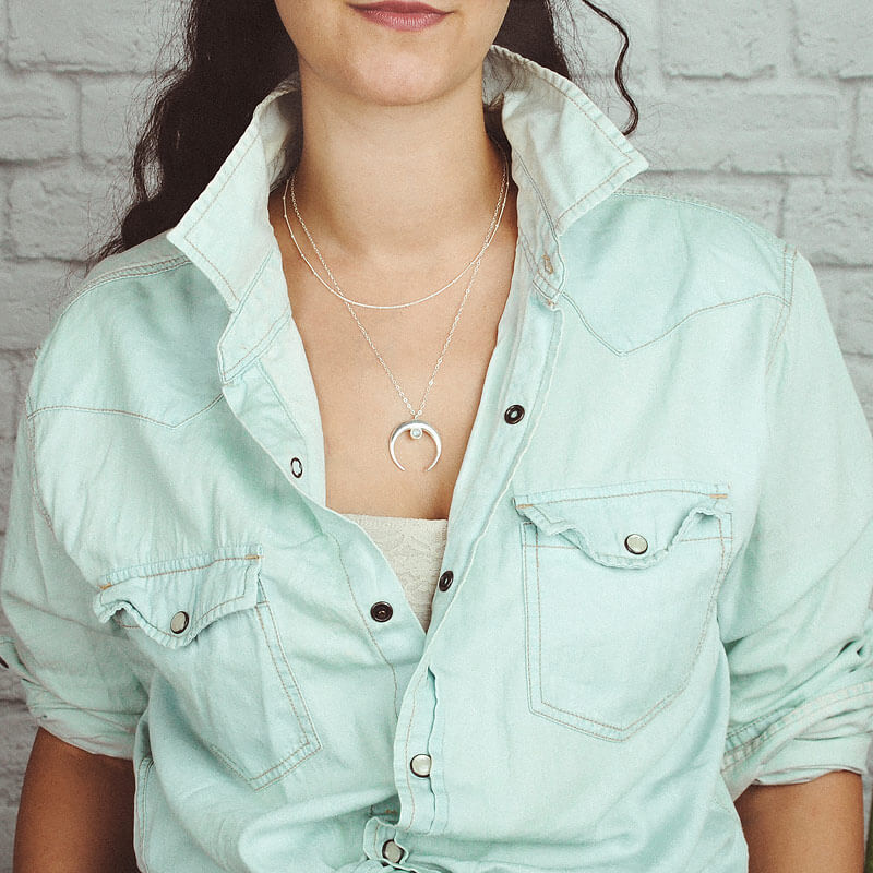 Moon Moonstone Layered Necklace Sterling Silver