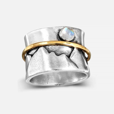 Fidget Moonstone Mountain Ring Sterling Silver - Boho Magic