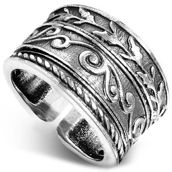 Wide Band Thumb Ring Sterling Silver