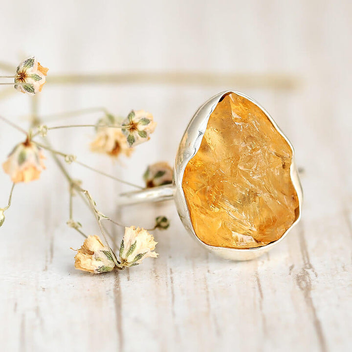 Unique 925 Sterling Silver Citrine deals Ring